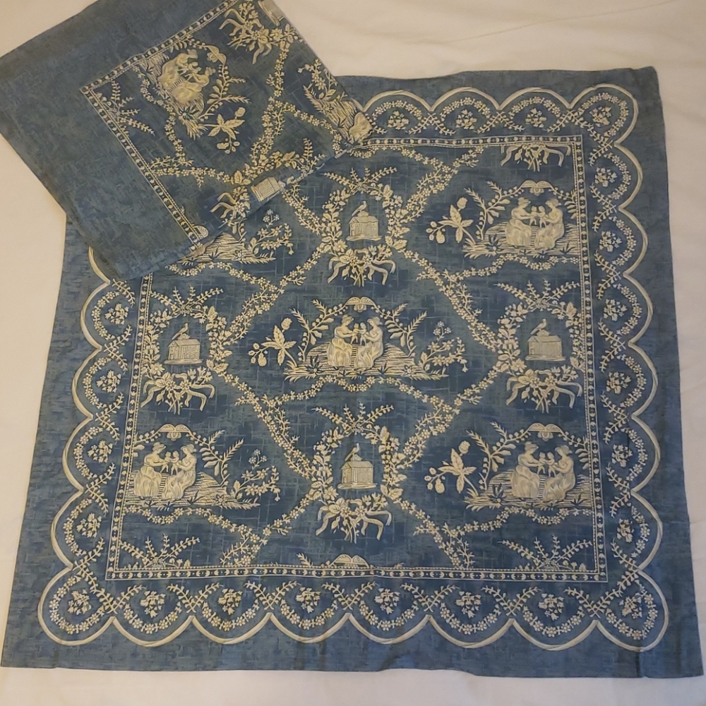 Two Toile Euro Pillow Shams